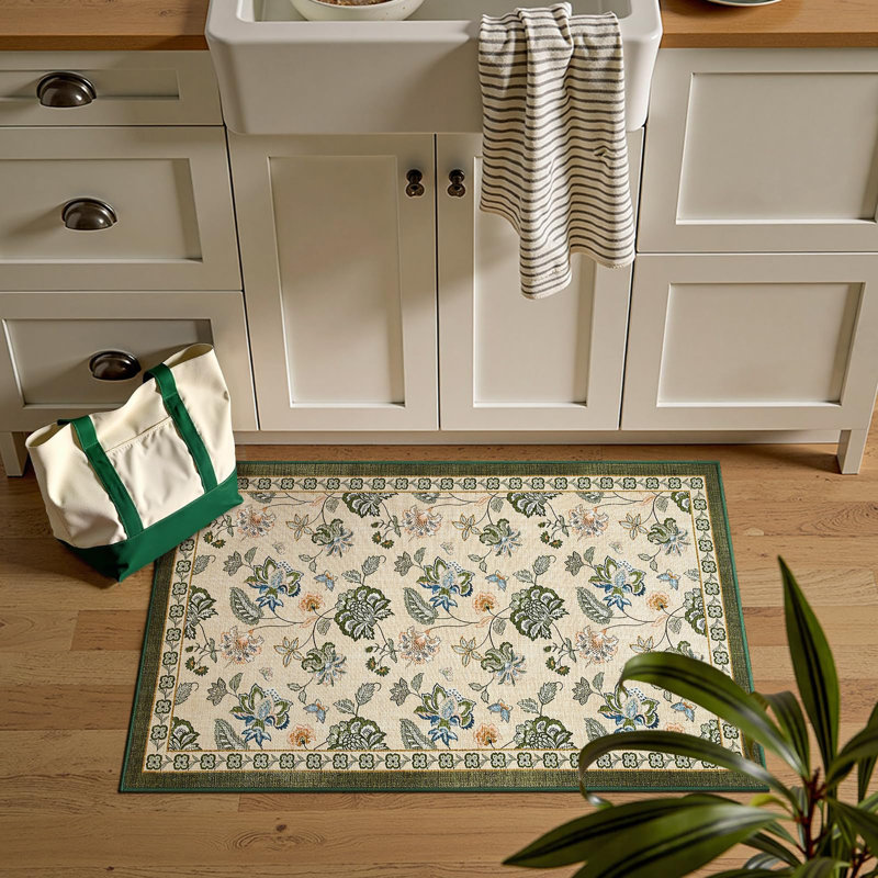 Rectangle 2' x 3', Green/Beige