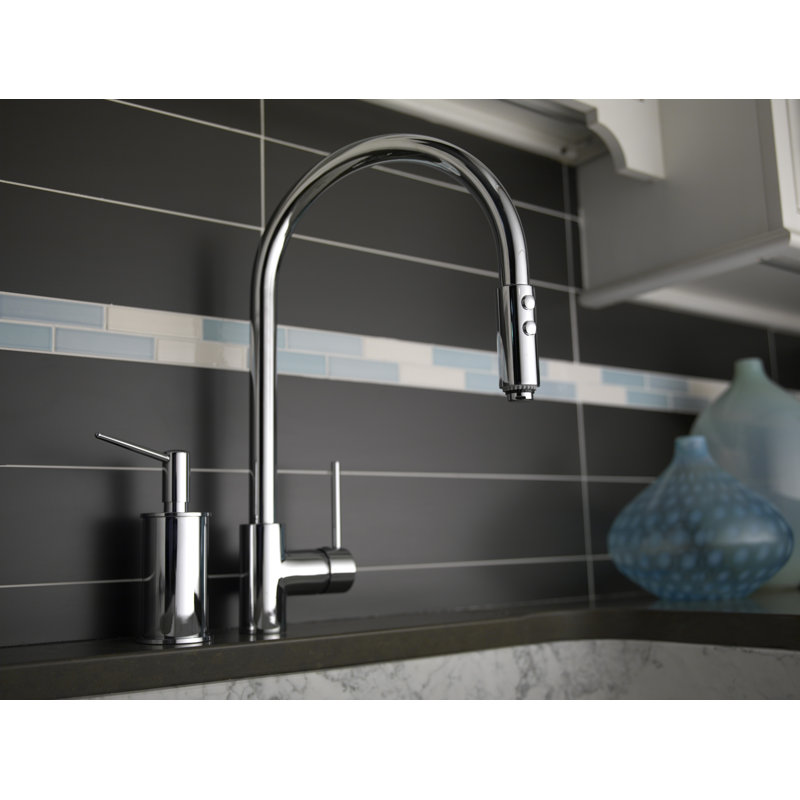 Bossini One Handle Architectural Single Hole Kitchen Faucet, Polished Nickel