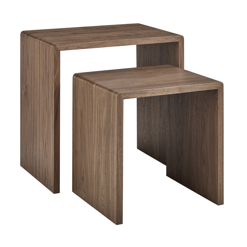 Cokley 2-Piece Wood Nesting Side Table, Dark Brown Wood