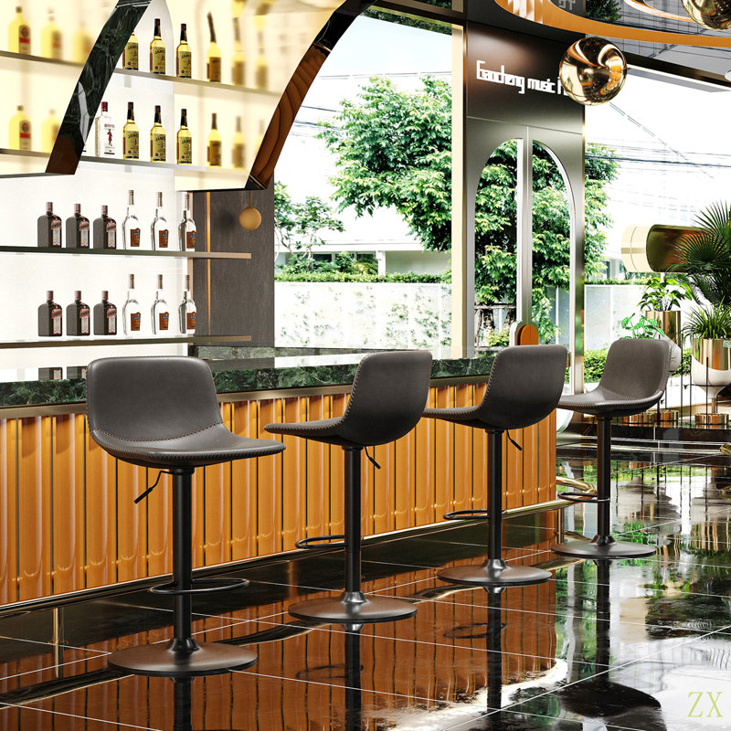 Ensemble de 2 tabourets de bar réglables, tabourets de bar pivotants de style Mid-Century, tabourets de bar industriels avec dossier et chaises de bar à hauteur de comptoir