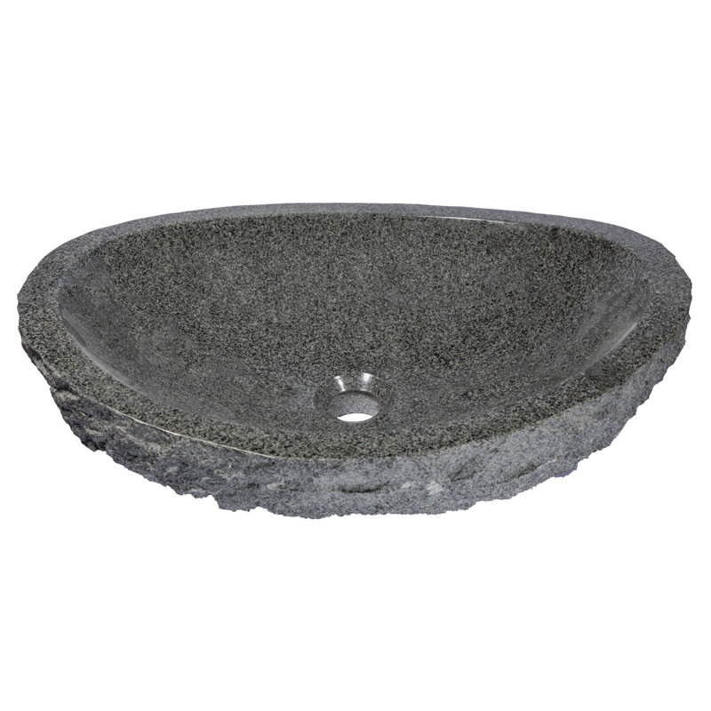 Eden Bath 15.25'' Stone Oval Bathroom Sink, Black/Gray