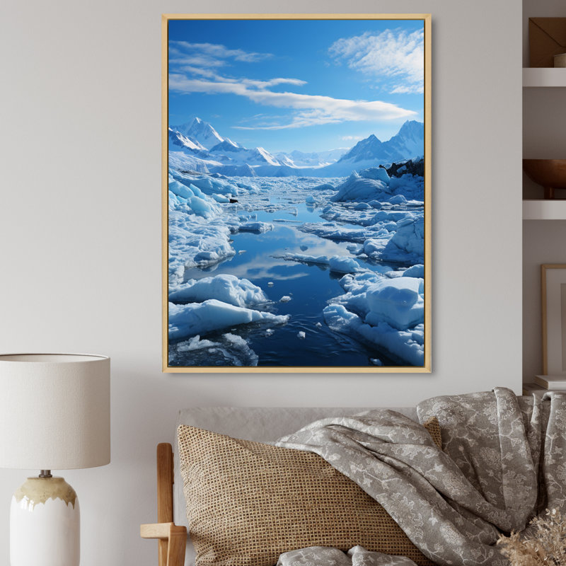 " Glacier Arctic Dreamscape ", 32" H x 16" W x 1" D, Natural Floater Framed