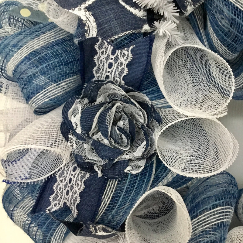 Breakwater Bay Denim and Lace Welcome Door Wreath | Wayfair