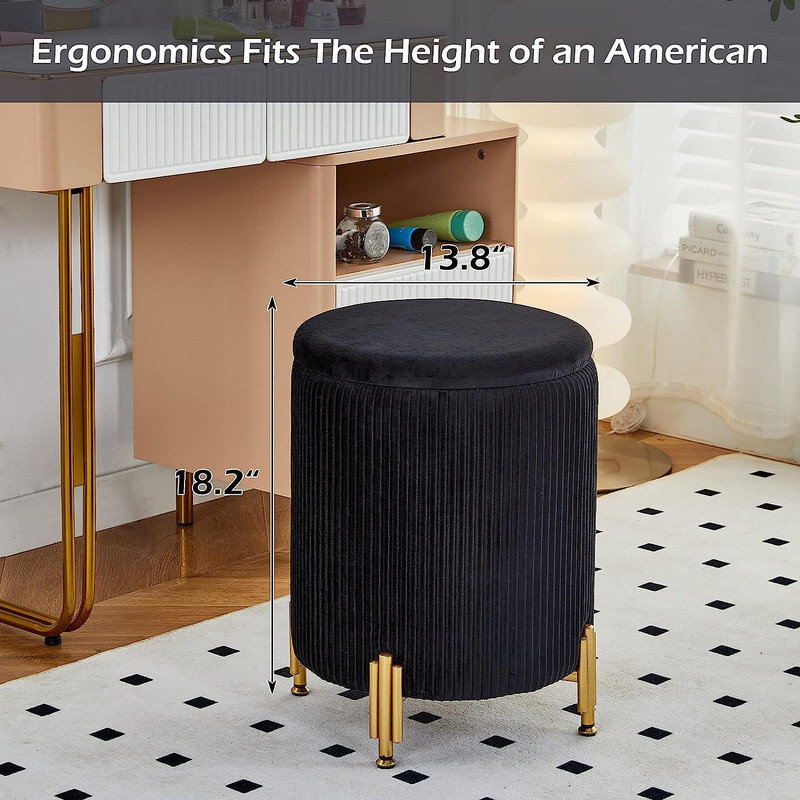 Ozite Velvet Ottoman, Black