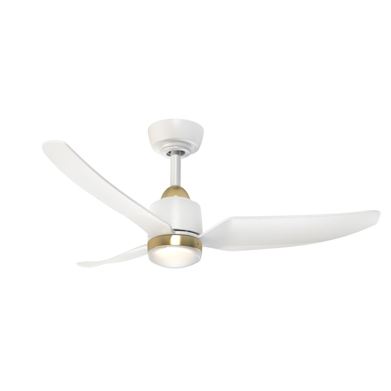 Ventilateur de plafond Hugo, Or brossé / blanc mat, Blanc mat, 42 po de largeur