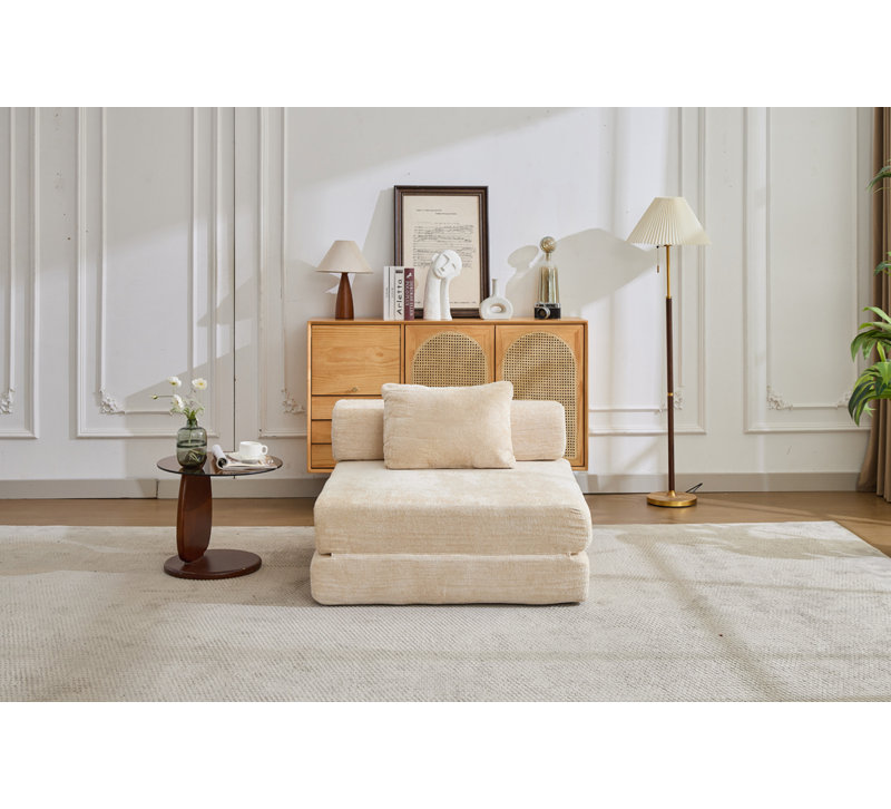 Fauteuil convertible Chenille, Beige