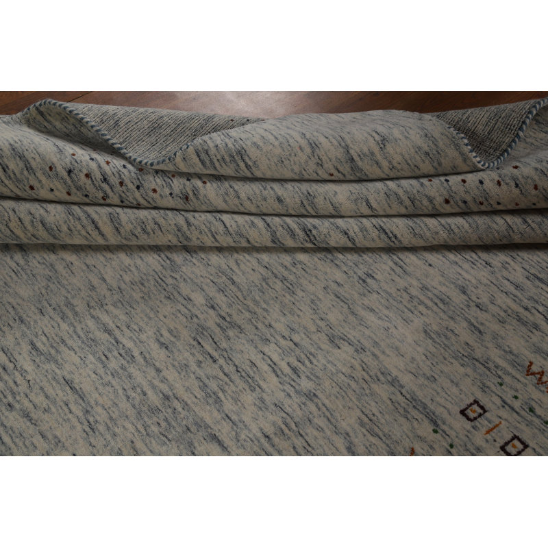 Tapis ivoire et bleu Tribal Gabbeh 8