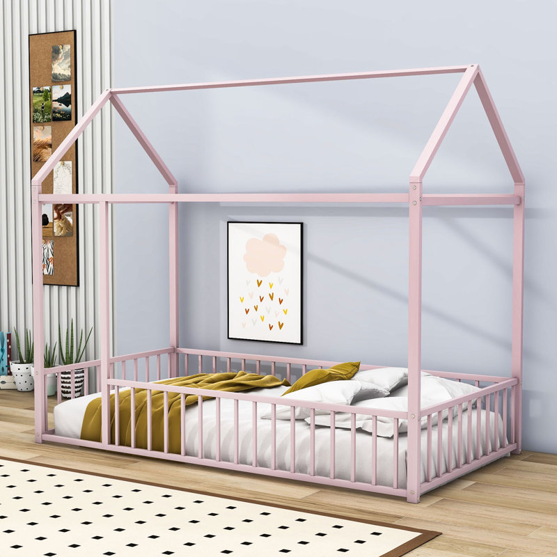Boileau Metal Platform Bed, Pink