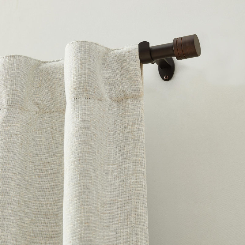 Verona 1” Single Curtain Rod with Cylinder End Cap Finial Design, Antique Bronze -32"W x 78"L, 32"W x 142"L, Antique Bronze