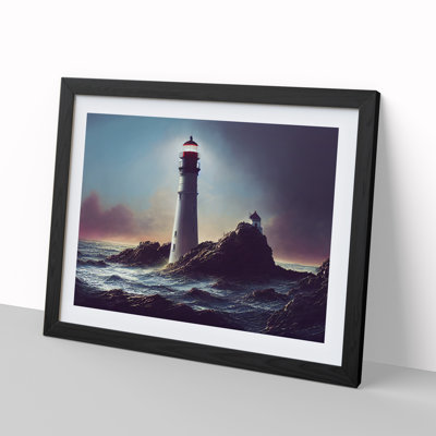 Brave Lighthouse Seascape - Single Picture Frame Print