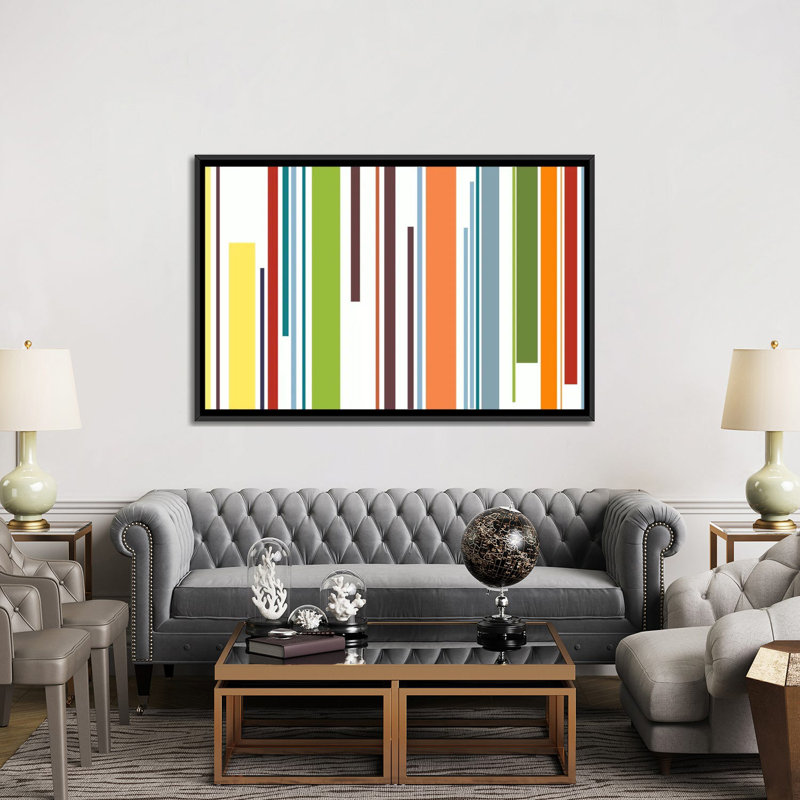 Falsterbo «Striped» - impression sur toile tendue, H 18 po x l 26 po x P 1,5 po, Toile avec cadre noir, Pas de tapis