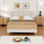 Lit tapissier luxueux en velours beige - Lit double, tête de lit capitonnée, robuste et confortable pour la chambre principale-1948663095