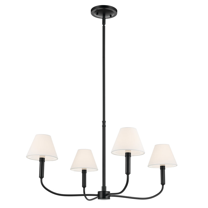 Lustre à bras traditionnel mis à jour, H 15 po x l 30,75 po x P 30,75 po, 4, Noir satiné