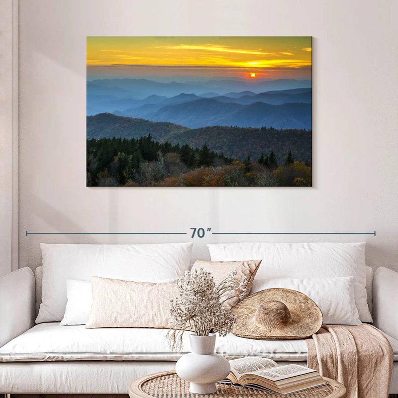 Kerrick Blue Ridge Mountains, coucher de soleil, H 30 po x l 45 po