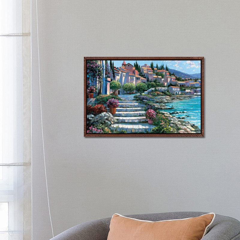 Steps Of St. Tropez by Howard Behrens - Gallery-Wrapped Canvas Giclée on Canvas, 66.04 cm H x 45.72 cm W, Classic Wood Framed