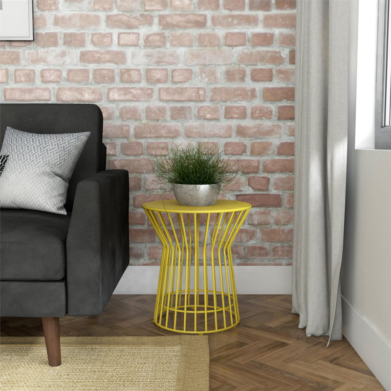 Pennard Round Metal Outdoor Side Table , 55.62cm cm W 51cm cm D, Yellow