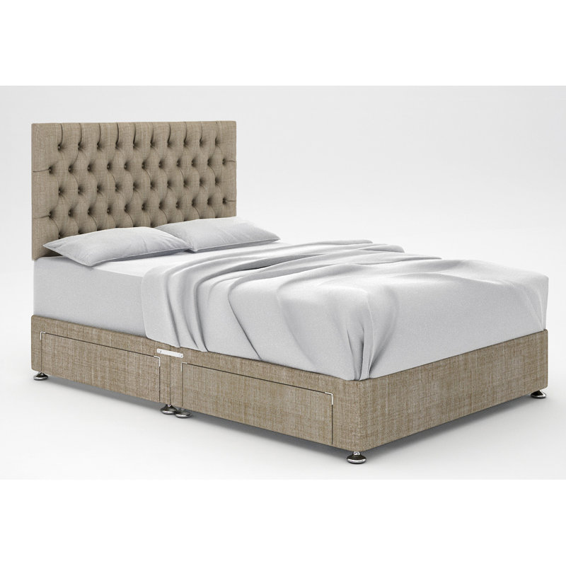 Zawacki Divan Bed Base, King (5'), 2 Drawers Same Side, Chocolate