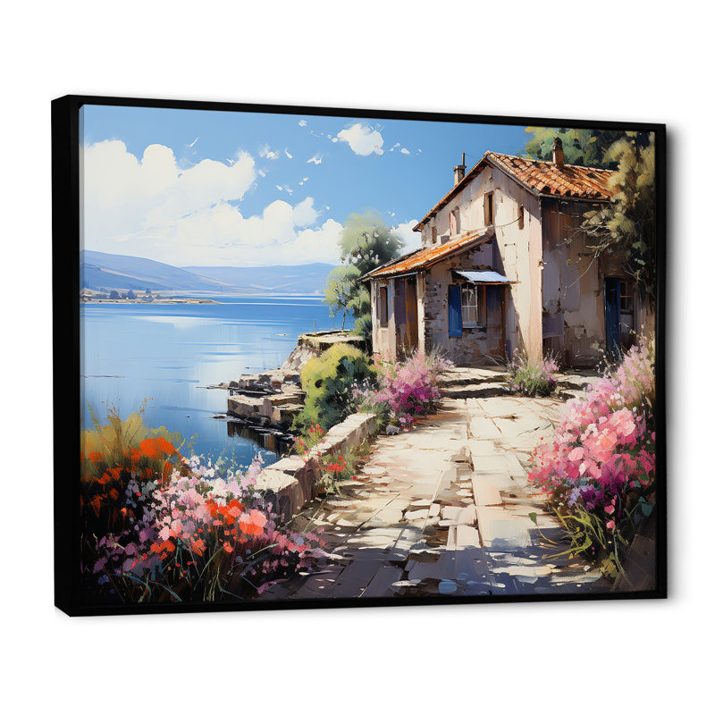 Fleur de géraniums côtière, Cadre flottant noir, H 30 po x l 40 po x P 1,5 po