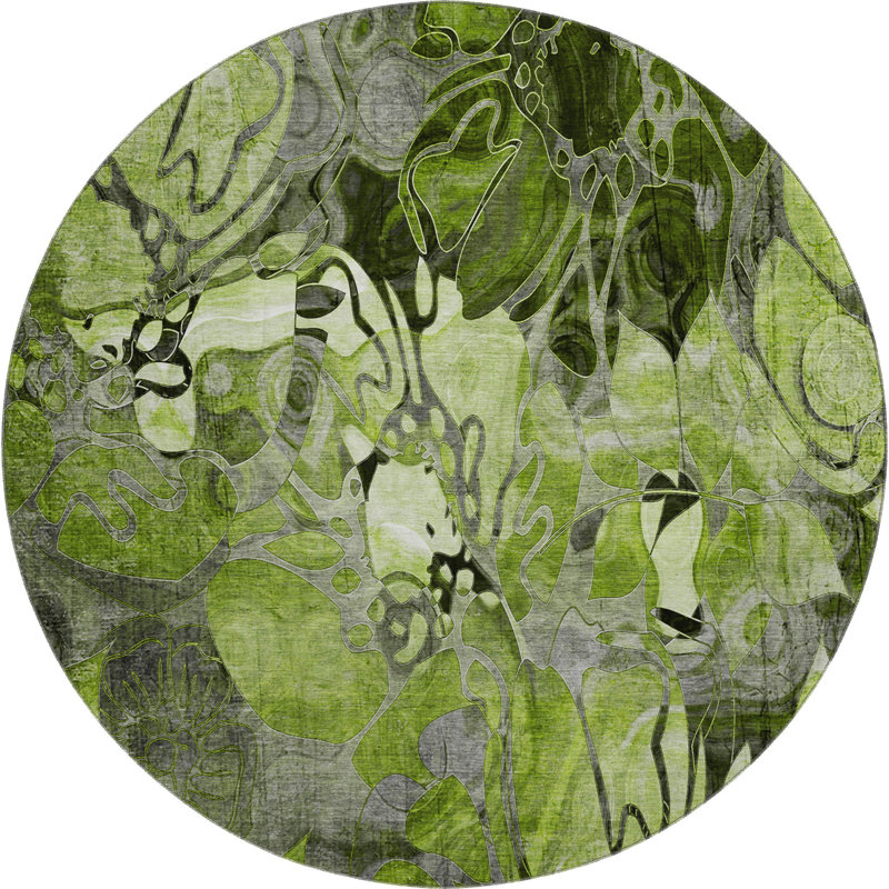 Premium Machine Washable Cerrito AMF558 Fern Rug, Round 8'