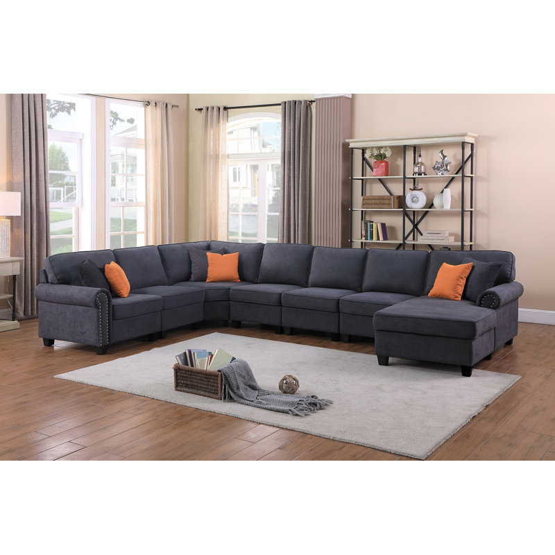 Canapé modulaire Margrettra, Mélange de polyester gris foncé