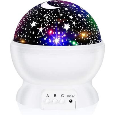Night Light for Kids, Kids Night Light Nebula 360 Degree Rotation - 4 LED Bulbs 12 Light Color Star Projector Changing with USB Cable, Romantic Gifts for Men Women Children