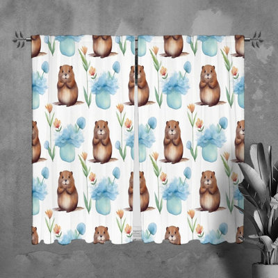 Rideaux Beaver avec rideaux bleus