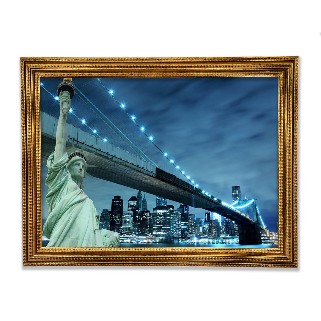 Freiheitsstatue Brooklyn Bridge Nights - Druck