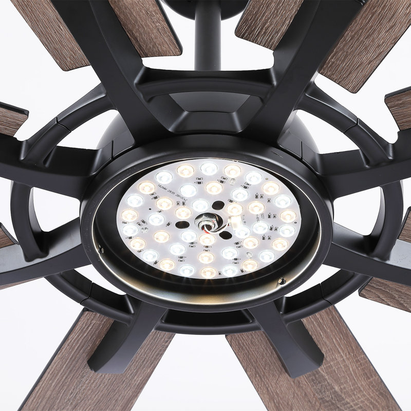 Ventilateur de plafond 72 "avec moulin à vent 72" avec 3 lumières à DEL et télécommande, Noir