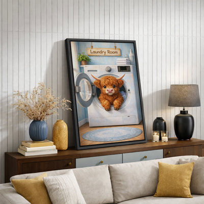 Illustration de machine à laver mignonne Highland Cow