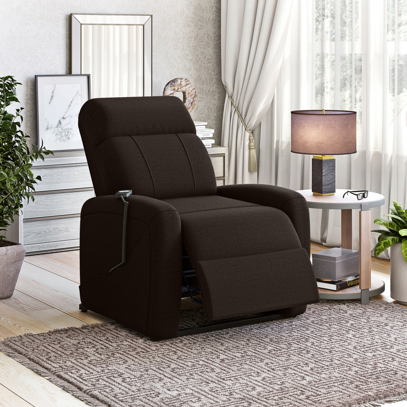 Benedetti Upholstered Lift Assist Power Recliner, Chocolate Brown 