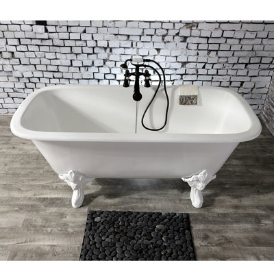 Baignoire sur pattes rectangulaire en fonte 67 pouces Kingston Eden Aqua Brass