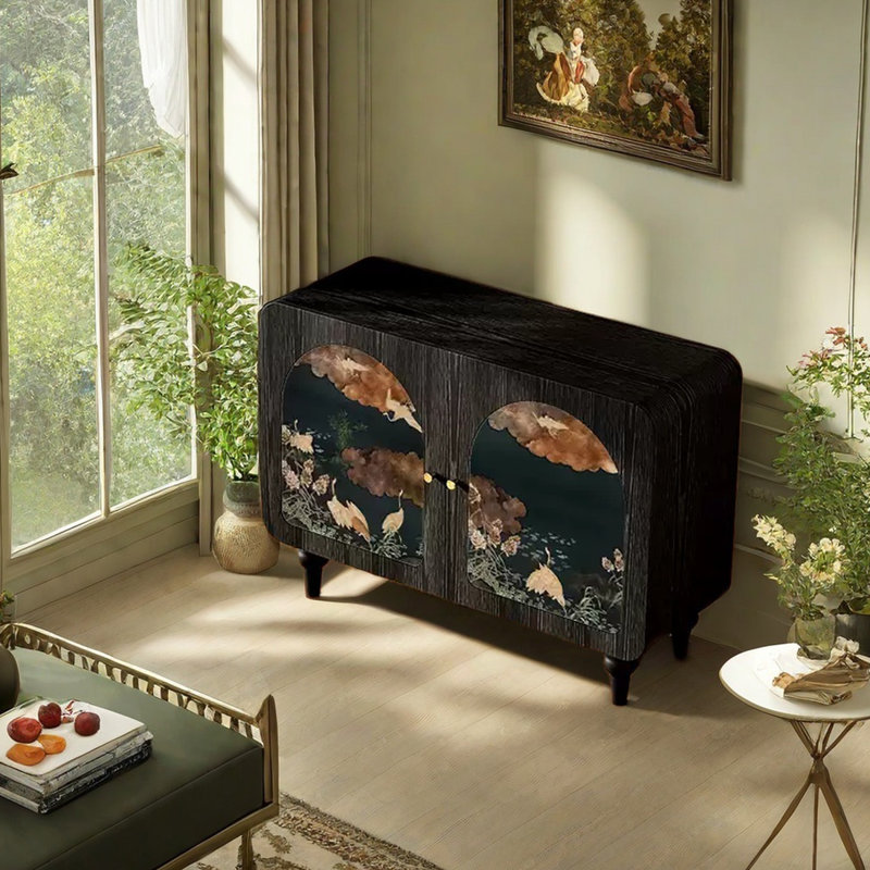 Armoire polyvalente à motif artistique, Noir