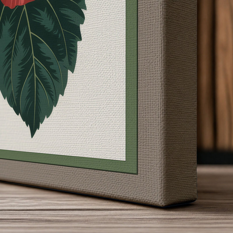 Hibiscus Study Botanical - Wrapped Canvas, 18x12 - 45.7 x 30.5 cm, Taupe Border