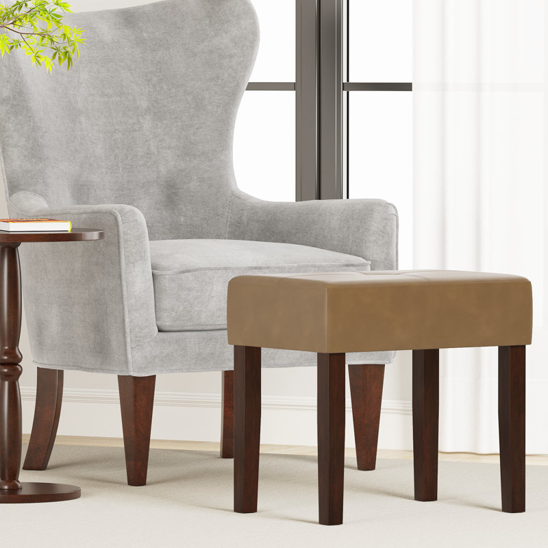 Tabouret de repose-pieds rectangulaire en cuir Nakendra, Gingembre, H 18,8 po x l 19,84 po x P 13,94 po
