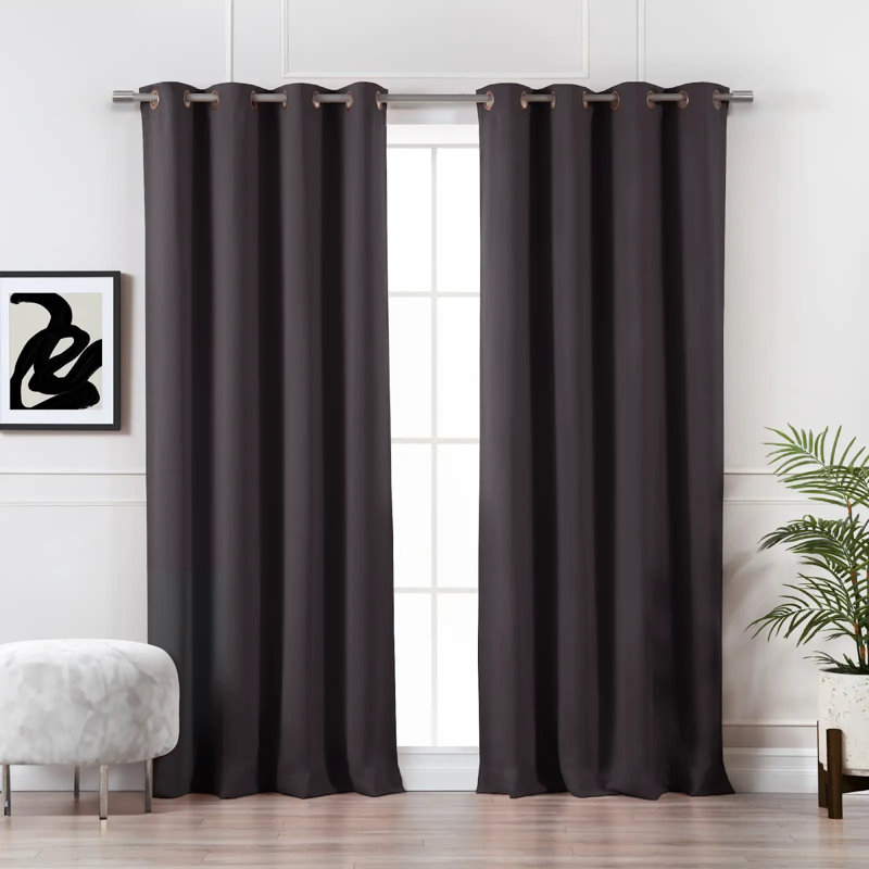 Adina Sevan Solid Thermal Grommet Curtain Panels, 52"W x 90"L, Dark Gray
