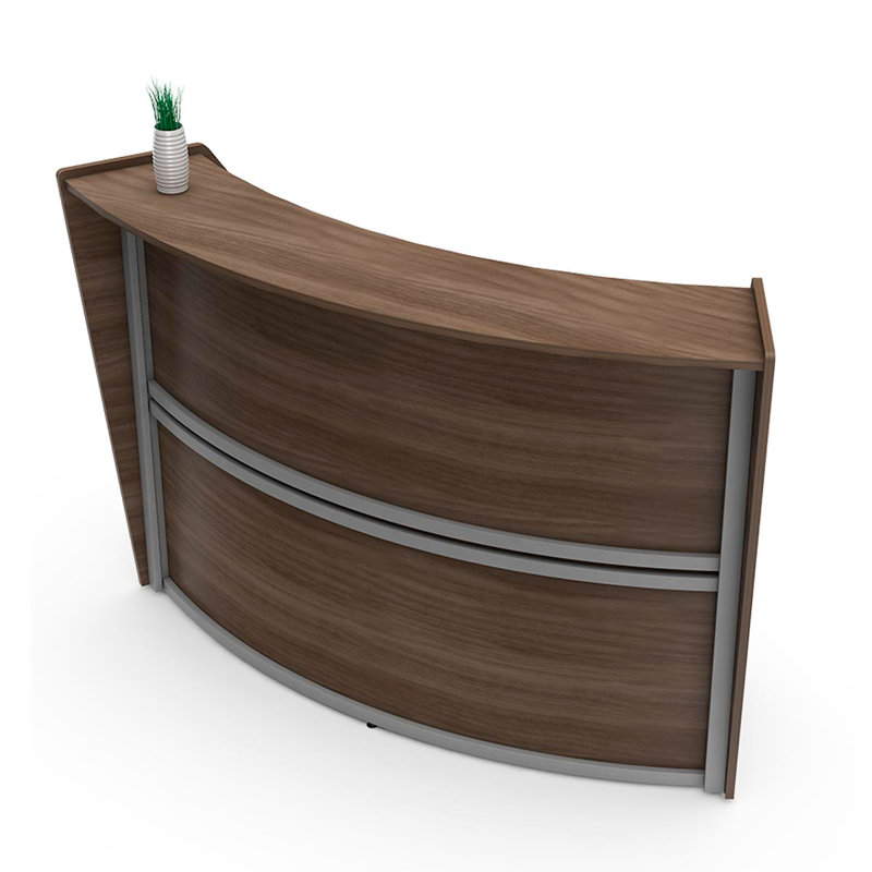 Bureau de coin de réception, Noyer naturel, 45"H x 69.5"W x 27"D