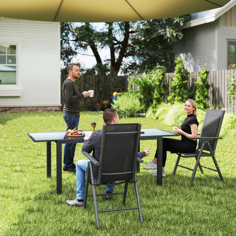 Folding Patio Dining Folding Chair, Dark Grey