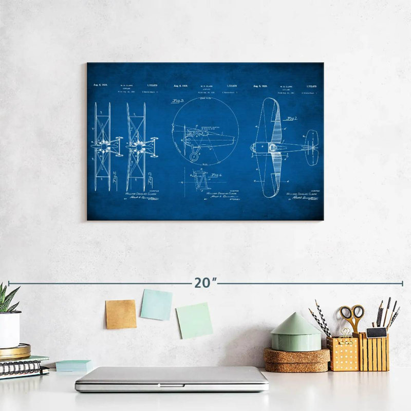 Impression de plans d'aviation, impression sur toile, H 8 po x l 12 po x P 1 po
