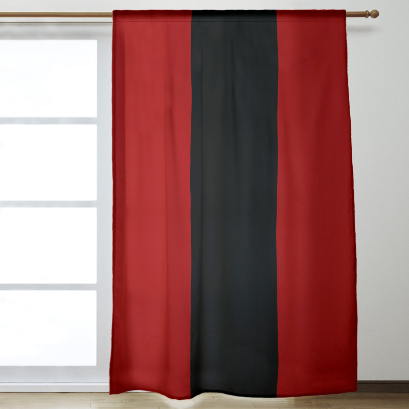 Panneau de rideau simple occultant avec passe-tringle footing stripes San Francisco, Rouge / Noir