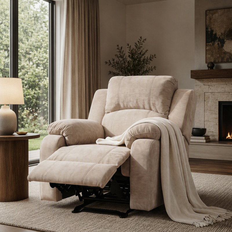 Fauteuil inclinable manuel avec revêtement en chenille, Chenille avoine