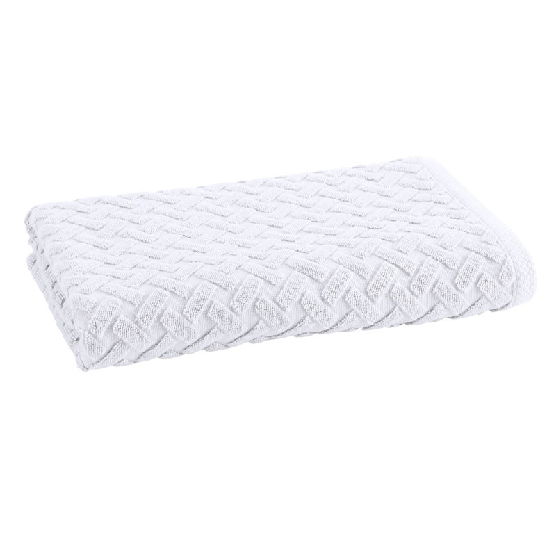 Trellis Cotton Bamboo Blend Antimicrobial Bath Towels, White