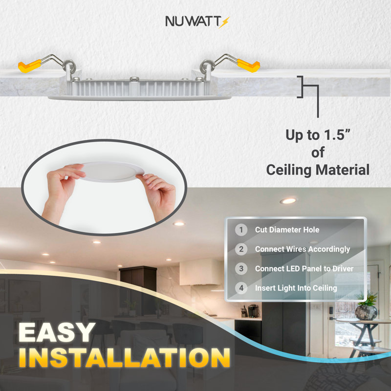 White Aluminum 4'' LED Recessed Lighting Kit, 6-Pack