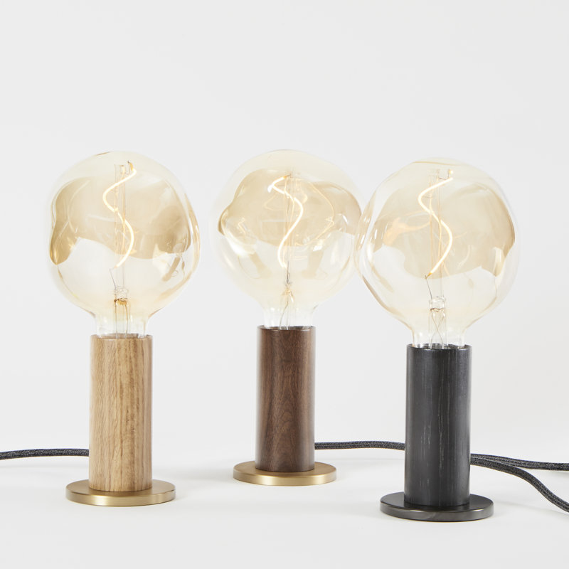 Knuckle Table Lamp in Walnut With Voronoi-I,  Blackened Oak