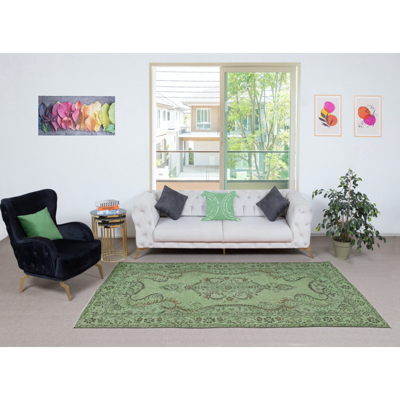 Tapis turc contemporain en laine fait à la main 5 x 9,3 pi