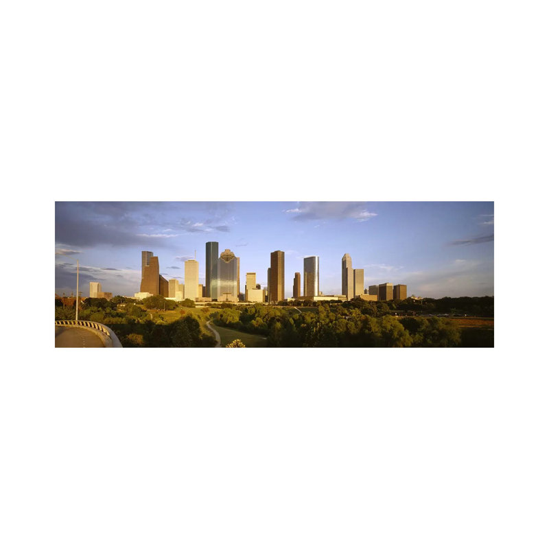 Skyscrapers Against Cloudy Sky, Houston, Texas, USA - Wrapped Canvas Panoramic Print, 152.4 cm H x 50.8 cm W x 1.91 cm D