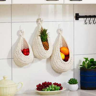Hanging Wall Basket Teardrop Hanging Baskets Onion Basket Coat Bohemian Storage Fruit Wall Hooks