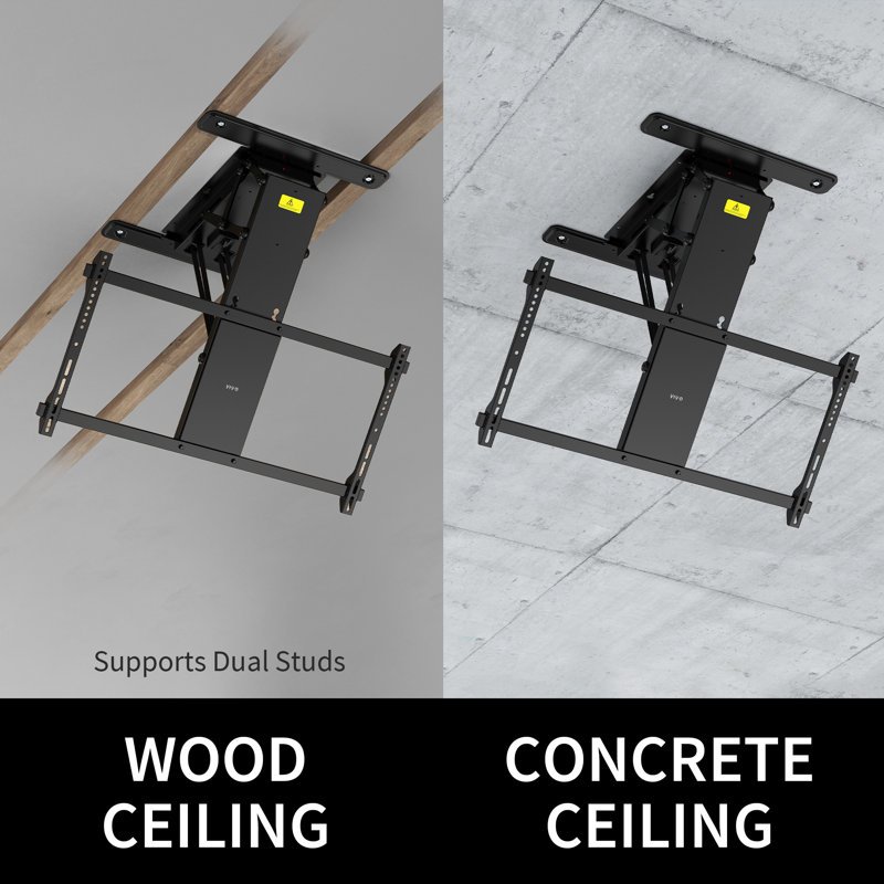 Black Motorized Ceiling TV Mount with Remote Control