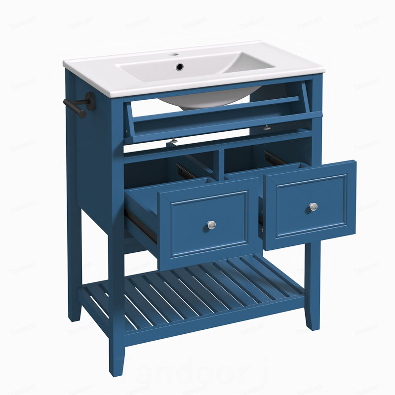 Meuble-lavabo 30 po avec lavabo en céramique, Marine