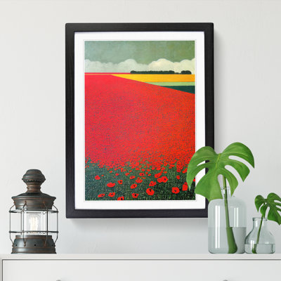Aqilah Poppy Flower Field Landscape Vol.2 1 Piece Single Picture Frame Wall Art