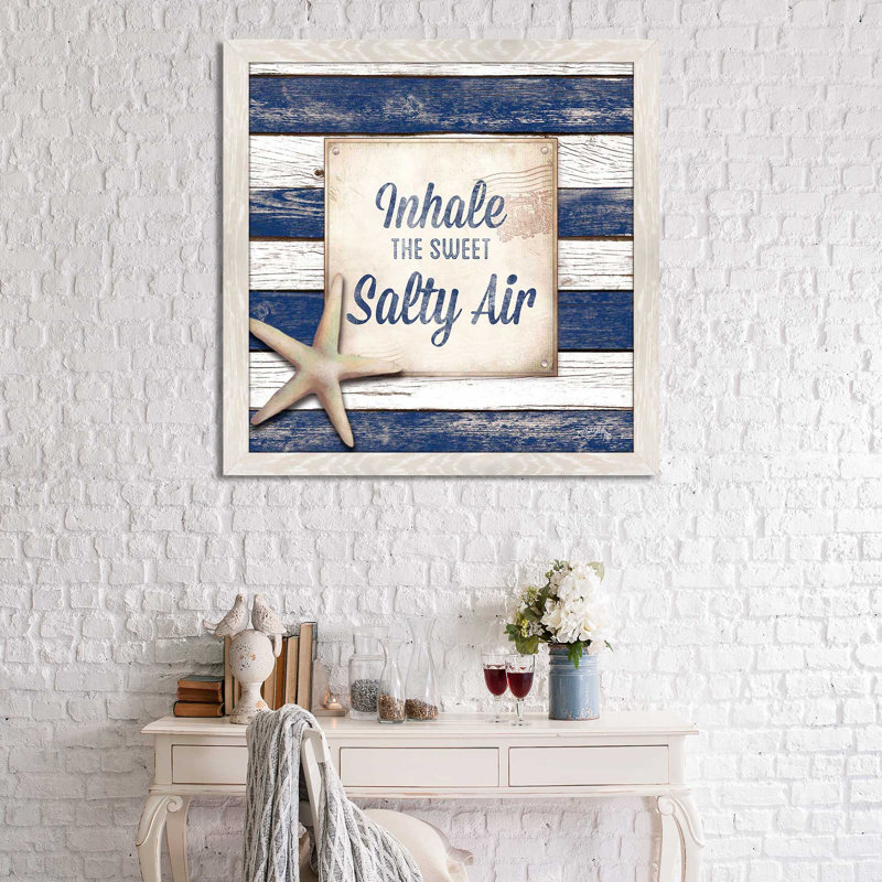 «Salty Air» par Elizabeth Medley - impression, Cadre crème délavé, H 37,5 po x l 37,5 po x P 1 po